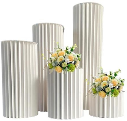 Alzate for torte, tavolo da dessert, supporti a cilindro da 5 pezzi for feste, supporti a cilindro rotondi for centrotavola for matrimoni e feste, vasi in cartone con disco acrilico