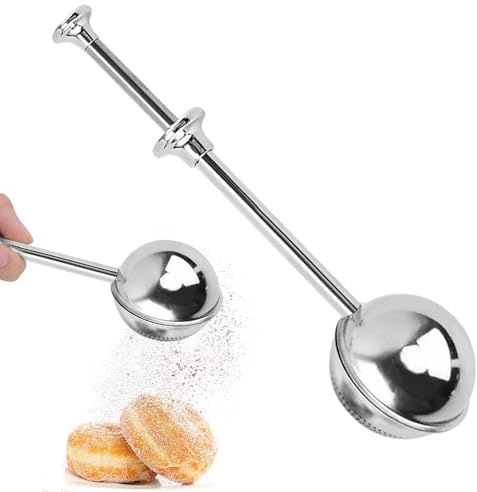 Spargitore per zucchero a velo – Spargitore in acciaio inox, set di spargitore per farina, zucchero, polvere, cucchiaio, utensili da cucina per zucchero, spezie e altro ancora (18 x 5 cm)
