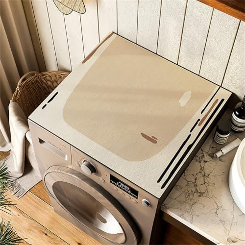 Highdi Housse de Protection pour Machine à Laver Top Design Moderne,Coussin de Machine à Laver Antidérapant Housse de Machine à Laver pour Machine à Laver Ou Sèche-Linge (Beige,65x90cm)