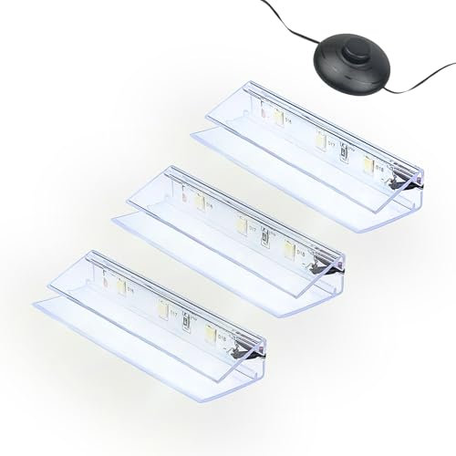 kalb | LED Éclairage bords de verre Ambilux Clip transparent 3000K 5000K 1-10 sets Verre 4-10mm Interrupteur à pied Extensible avec variateur & contrôle Smart-Home (Blanc froid, Set de 3)