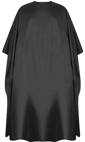 THKO Mantello da parrucchiere, nero con chiusura a gancio, antistatico, impermeabile, professionale, per parrucchieri e casa, per uomo e donna, Nero , L