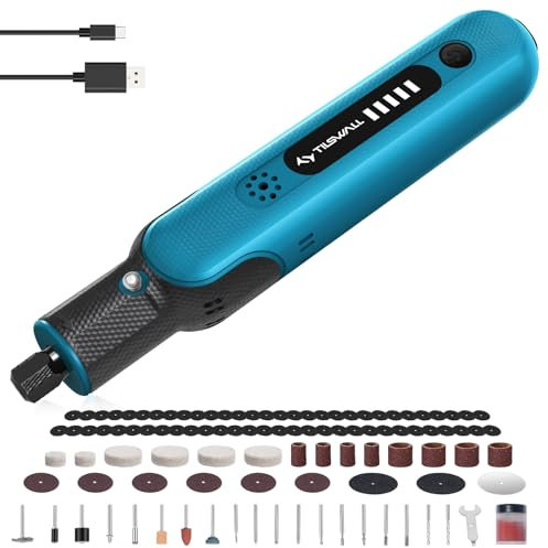 Tilswall Utensile multifunzione 8 V, strumento rotativo a 5 marce, 25000 giri/min, smerigliatrice multiuso 2200 mAh, 105 accessori per forare, fresatura, incisione, lucidatura, levigatura (scatola di