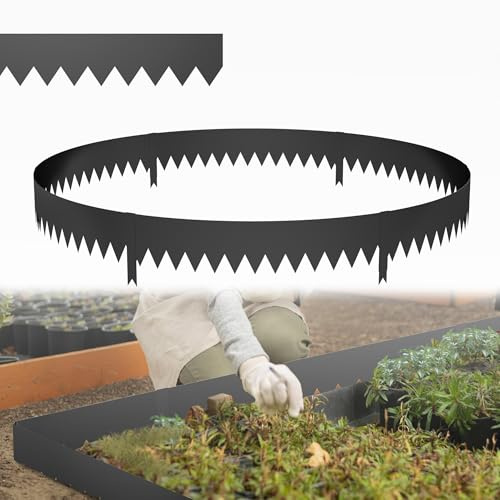UISEBRT Borde para césped de metal de 20 cm de alto, juego de 10 piezas de borde para macizo de flores resistente a la oxidación, borde para macizo de flores galvanizado, límite flexible para macizos