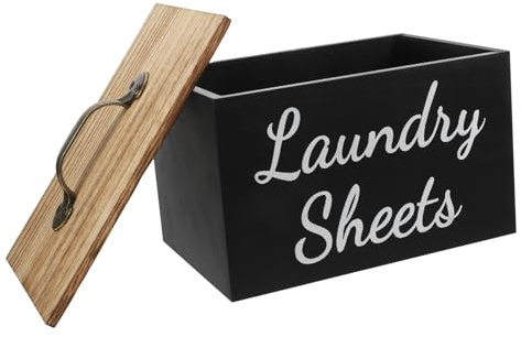 FONDOTIN Caja Dispensadora de Toallitas Perfumadas de Madera con Tapa Almacenamiento Resistente para Hojas Secadoras Accesorio Funcional y Decorativo para Lavandería Capacidad para Uso