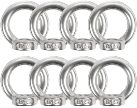 8 Stück Juttzzei Ringmutter M8, Verbessertes 304 Edelstahl Ringösen, M8 Ringmuttern Augenmutter, Ösenmutter für Befestigen Sie hängende Ornamente Blumentöpfe Schaukelständer