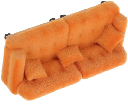 SHINEOFI Miniatur Puppenhaus-Couch Mit Kissen Maßstab Flauschiges Mini-Sofa in Braun Realistische Puppenmöbel Für Wohnzimmer-Dekoration Kompakt Und Leicht Für Puppenhaus Modelle