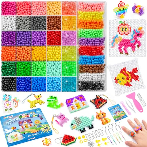 JOEJONI 30 Farben Wasserperlen Nachfüllset für kinder, 4000pcs Wassersperlen Starter set, Wasserperlen für Kinder, Leuchten im Dunkeln Wasserperlen für Kinder, für Anfänger DIY Spielzeug