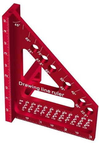 Goniometro quadrato per falegnameria, 8,8 x 7,7 x 12 cm, goniometro quadrato per misurazione di precisione, strumenti da incorniciare, goniometri, righello, in lega di alluminio, disegno a linee per