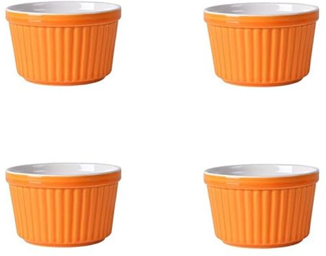 Set di 4 pirottini in ceramica per soufflé, per cuocere creme pasticcere, budini, crème brûlée