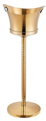 Seau à champagne Seau à glace de luxe en acier inoxydable, seau vin sur pied for bouteilles, champagne ou bière Seau à Glaçons(Gold)