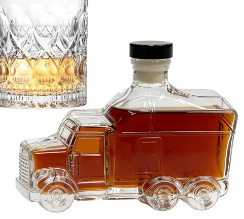 Decantador Bourbon – Novedad Botella Para Coche, Vertedor De Whisky | Recipiente De Vidrio De Medio Camión De 375 Ml Con Tapón, Expositor De Barra De Cocina, Organización De Fiestas, Regalo De Artícul