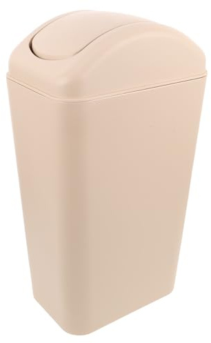 Housoutil Cubo de Basura de Plástico con Tapa Abatible 8 Litros Color Caqui Diseño Compacto para Baño y Cocina Papelera Estrecha Antiólor para Espacios Reducidos