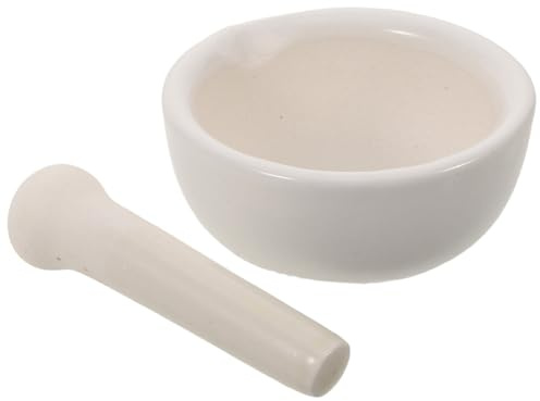 LOLIPPYY Mortaio in Ceramica 10 CM con Pestello Set Portatile per Macina Spezie Frantoio Manuale per Pillole Noci e Cereali Ciotola per Macinare Condimenti Alimentari da Cucina e