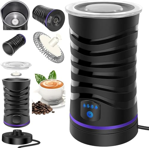 Electric Milk Frother and Steamer | Hot Chocolate Machine 400 W - 4-in-1 with Temperature Control | 600 ml Milk Foam Factory for Hot and Cold Frothing - Ideal for Latte, Coffee and Chocolate