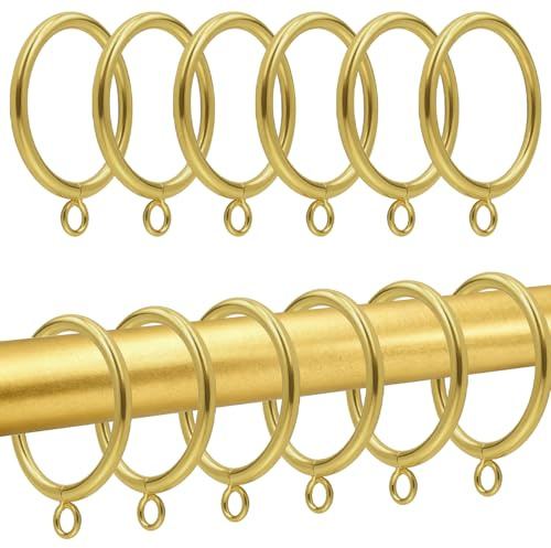 Paquete de 100 anillos de cortina grandes de metal dorado de 38 mm, anillos de cortina con ojales deslizantes para barras de ducha de 35 mm