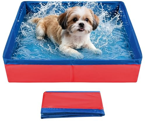 Hundepool Klein Faltbar 50x10cm Katzenpool Kratzfest Verschleißfest Hundeplanschbecken Sommer Hunde Schwimmbad aus PVC Geeignet zum Baden und zur Aufbewahrung (Rot)
