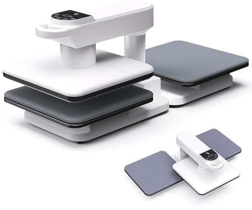 Pressa Termica Automatica a Doppia Stazione, Pressa per Camicie 15X15 Pollici con 3 modalità e Rilascio Automatico, Oscillazione a 360°, Pressione Regolabile 7, per Stampa Trasferimenti Sublimazione