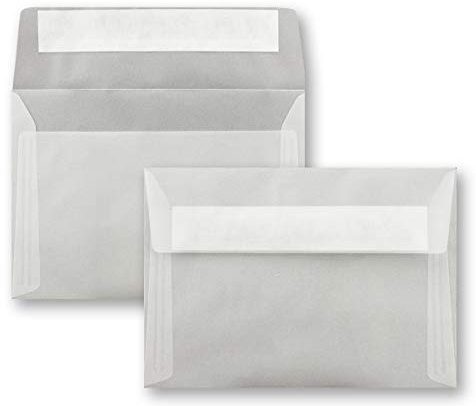 50x Briefumschläge Transparent-Weiß DIN C6 Format 11,4 x 16,2 cm - Haftklebung - Kuverts ohne Fenster - Weihnachten, Grußkarten & Einladungen - Für A6 & A4 Papier