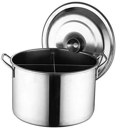 MNSSRN Geteilter tiefer Suppeneimer, Küchensuppe-Werkzeug, zum Induktionskocher, Dicker Bodentopf mit Deckel, Wärme gleichmäßig, geeignet für Familienverlagungen geeignet,4,45 * 26cm