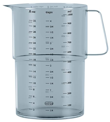 Rosti Mensura Messbecher 1L, Messbecher Küche 1000 ml aus SAN-Kunststoff, mit Griff und Ausguss, Verträgt Kochendes Wasser, Dusty Blue