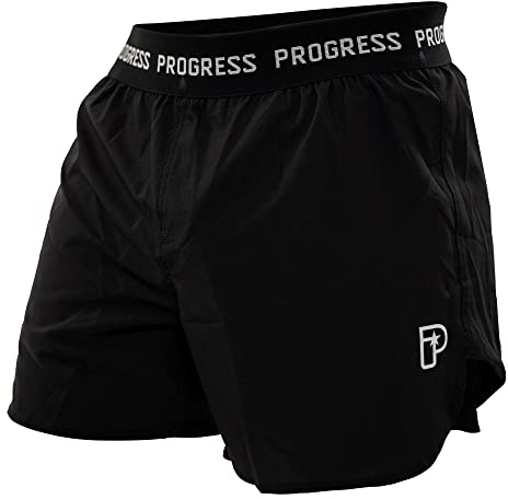 Progress Jiu Jitsu Academy Board Shorts | Short de sport BJJ pour homme | Noir, entrejambe de 20,3 cm, tour de taille 76,2 à 81,3 cm, 3 poches, taille haute, polyester, lavage à la main uniquement