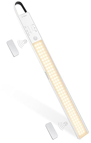 MERTTURM Skåpbelysning med rörelsedetektor, uppladdningsbar 3 000 mAh LED köksunderlampa, 380 lumen superljus skåpbelysning för garderob, kök, disk, utomhus [varmvit]