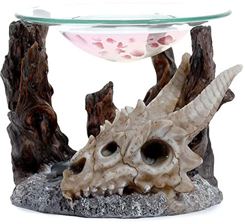 mtb more energy Duftlampe ''Dragon Tomb'' - Duftlicht mit Drachen Totenkopf - Höhe 10 cm - Deko Drache Schädel Teelichthalter