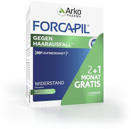 ARKOPHARMA - FORCAPIL® Gegen Haarausfall - Haar-Vitamine - Beugt Haarausfall vor - Stärke - Glanz - devitalisierte Haare und Nägel - Venushaar - Biotin - Ab 15 Jahren - 3 Monate - 90 Tabletten