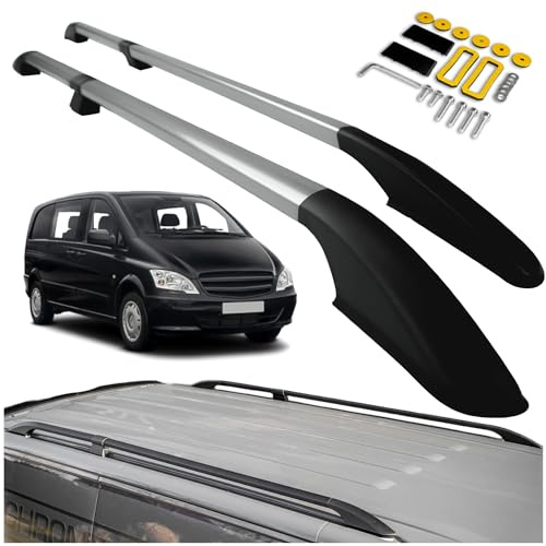 CHROMEMASTER | Compatible con Mercedes Vito/Viano W639 Long 2003-2014 | Barras Portaequipajes, Rieles de Techo; Se Utilizan Para el Montaje de Portaequipajes de Techo, Cajas de Techo o Portabicicletas