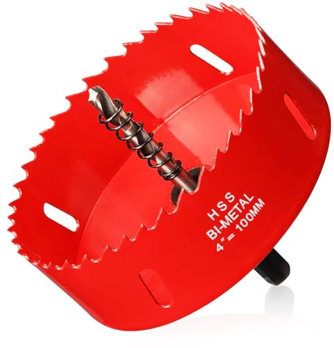 100 mm Bi-Metal Hole Saw with Arbor and Pilot Bit,HSS Bi-Metal & Heavy Duty Steel Design,Hole Cutter for Cutting Wood Metal,Stainless Steel,Cornhole Boards,Aluminum,Iron，DIY Projects