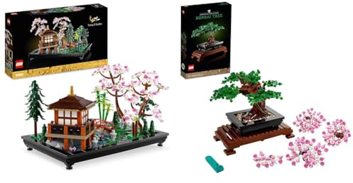 LEGO 10315 Icons Tranquil Garden, Botanical Zen Garden Kit with Lotus Flowers, & 10281 Icons Bonsai Tree Set, Plants Home Décor Set with Flowers, DIY Projects, Relaxing Creative Activity Gift