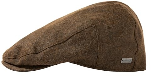 Comhats Waterproof Flat Cap for Men Faux Leather Peaked Rain Cap Newsboy Baker Boy Hats for Golf & Fishing, Gatsby Duckbill Caps for Shooting Walking Hunting Coffee M/L