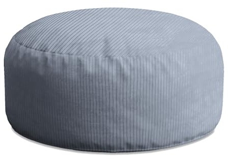 DreamRoots Pouf Hocker Fußhocker Cord, Rund 70x40cm, Baltic Sea | Couch Hocker, Sitzsack, Wohnzimmer, für Sessel & Sofa, Sitz Poof, Sessel Pouf, leicht