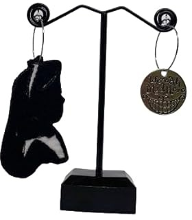 Orecchini circolari pendenti in acciaio inossidabile con design Siamo tutti pazzi qui, dimensione circa 2 cm, alice, orecchini a cercio, alice ricamo