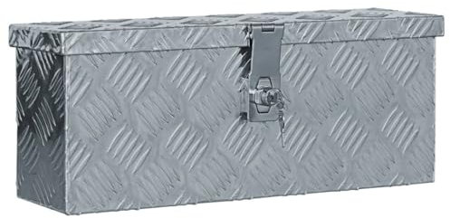 Boîte à Outils Boite de Rangement Transport Box Truckbox Aluminium, Truck Box Pour Remorque, Boîte en Alu Caisse de Transport Caisse de Rangement, 48,5 x 14 x 20 cm Argenté