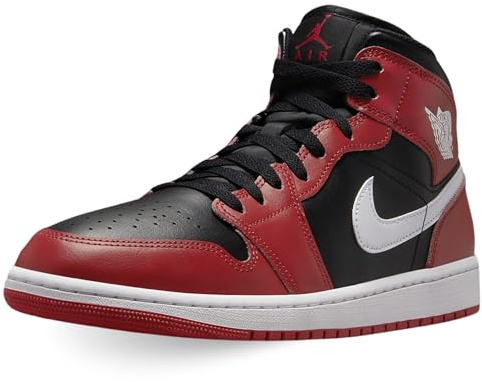 Jordan Men's 1 Mid Black/White-Gym Red (DQ8426 061)