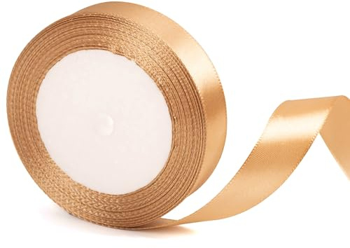 20 mm brett champagne guldband Julband för presentinslagning 22 meter, guld julband satinband för presentinslagning Julklappstårta håraccessoarer rosetttillverkning bröllopsbil dekorationsband