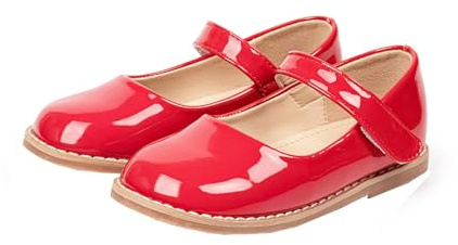 Scarpe Principessa Bambina Scarpe Bambina Cerimonia Scarpe Bambina Pelle Verniciata Suola Antiscivolo Scarpe da Danza Bambina Scarpe Eleganti Bambina per Cerimonia Festa (Red, 31 Big Kids)