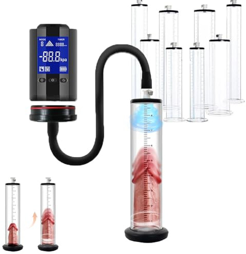 Jpscor Penispumpe Sex Spielzeug für die Männer, Elektrische Penis Vakuumpumpe mit LCD-Display & Verschiedenen Modi, Penis Pumpe zur Peniserektion und Penisvergrößerung(C:22.9 * 5.1cm)