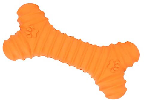 TIKATARER Welpe Zahne Knochen, Latex Hundeknochen Spielzeug Unzerstörbarer, Quietschender Hund Spielzeug Welpe und Beruhigend Kaut Zahnen für Kleine Mittelgroße Hunde und (ORANGE)