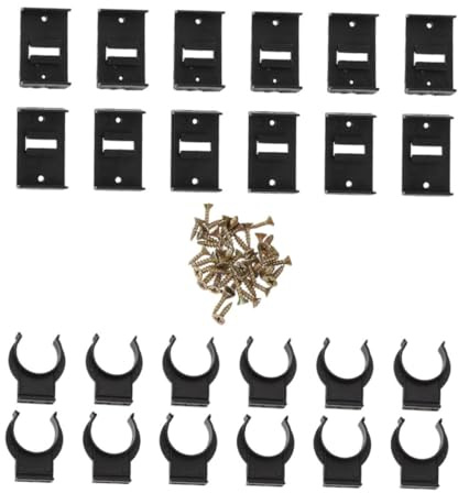 Gatuida Adjustable Black Pp Plastic Cabinet Plinth Clips Buckles and Screws Furniture Leveler Leg Clips for Kitchen Kickboards and Skirting Boards 12 Sets 24 Screws