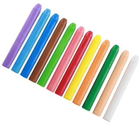 ifundom 12 Tizas Antipolvo Multifunción, Sólidas y Solubles en Agua, Tamaño 3,15 X 0,37 Pulgadas, Colores Brillantes para Pizarra y Uso Exterior en Aula o Patio de Juegos, Set de 12