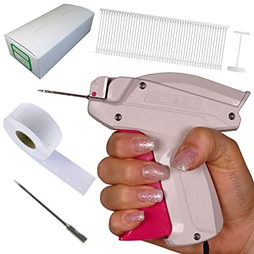 PB-Onlinehandel Etikettierpistole SF-9FL Heavy Duty Extra Lange Nadel Set 6 | SF-9FL FEIN, 5.000 Classic-Heftfäden, 1.000 Kartonetiketten 30x40mm, Fadenlänge 15mm