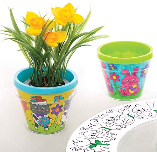 Baker Ross Blumentöpfe mit Ostermotiven zum Anmalen – 3er-Packung, Bastelsets für Kinder (AT501)