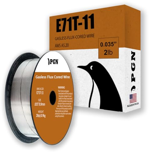 PGN Flux Core Wire .035 - E71T-11 .035 Inch, 2 Pound Spool - Gasless Mild Steel Welding Wire with Low Splatter - For All Position Arc Welding