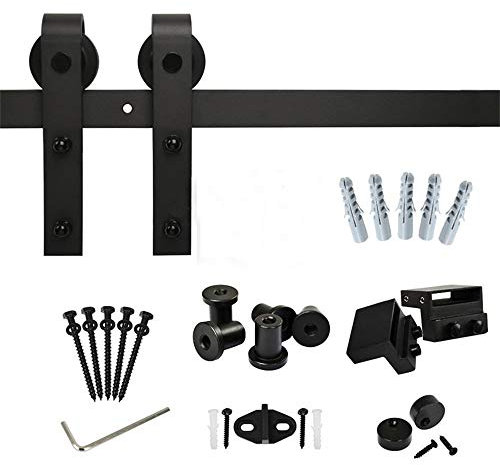Set di Accessori per Porte Scorrevoli, Kit di ferramenta per Porta Scorrevole, Guida per Pavimento della Porta, Liscio, Silenzioso, Robusto (200 CM, Stile Classico)