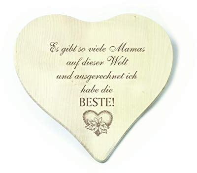 Heart Breakfast Board with German Text Beste Mama der Welt [Best Mum in the World] 23 x 23 cm