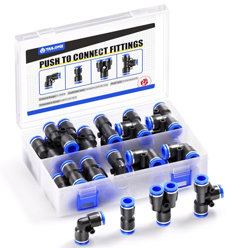 TAILONZ PNEUMATIC 12mm od Push to Connect Fittings Pneumatic Fittings Kit 5 Spliters+5 Elbows+5 tee+5 Straight (20 pcs)