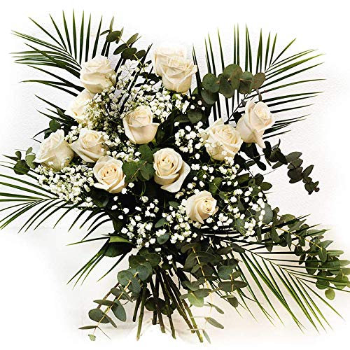 Acurrucalas® - Ramo de Flores 12 Rosas Blancas con Dedicatoria - Ramo de Flores Frescas - Ramo de Flores Naturales - Flores para Regalar