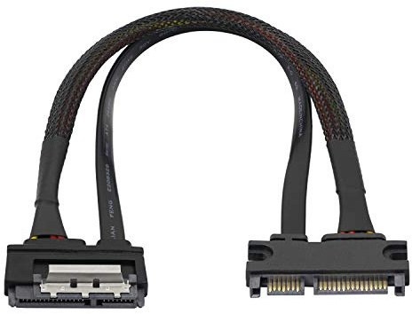 22 pin SATA Extension Cable,Gelrhonr 7+15 Sata Male to Female DATA and Power Combo Extension Cable with Locking Latch,for HDD,SSD,Optical Drives,PCI Cards-0.3M(6Gbps/s)